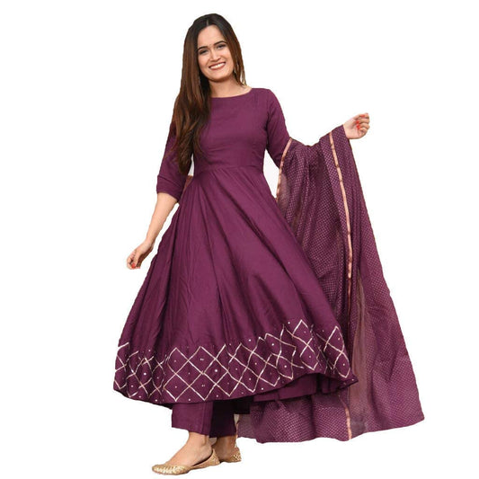 Gosriki WomenS Rayon Anarkali Kurta With Dupatta (Kumt-Dress-Magenta M)