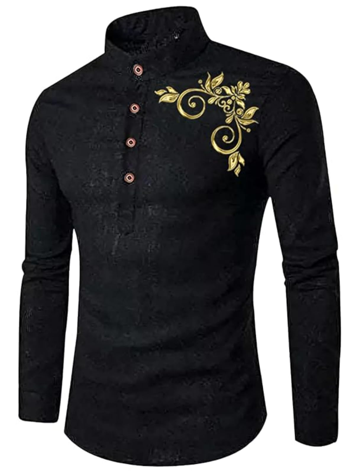 Deelmo Full Sleeve Short Kurta Shirt With A Trendy Mandarin Collar Crafted From A Premium Cotton Blend For Comfort Ideal For Men