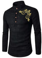 Deemoon MenS Full Sleeve Short Kurta Shirt With A Trendy Mandarin Collar Crafted From A Premium Cotton Blend For Comfort Ideal
