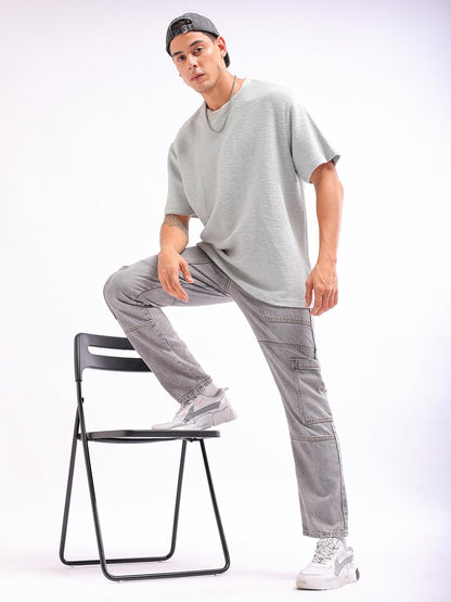 The Indian Garage Co Men Dad Fit Solid Mid-Rise Jeans Grey