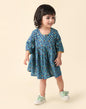 Fabindia Baby-Girl's Blue Rayon Blend Printed Dress Above Knee 1034352BLUE