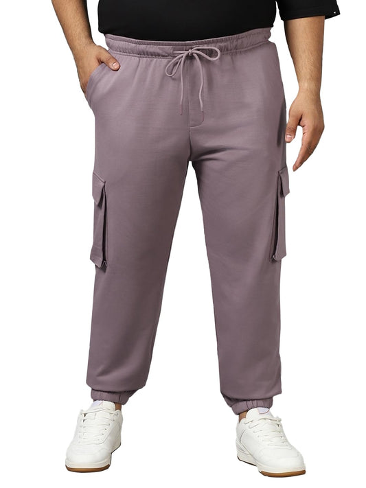 Bewakoof Air 1.0 Mens Solid Oversized Plus Size Cargo Joggers_604222_Purple_5XL