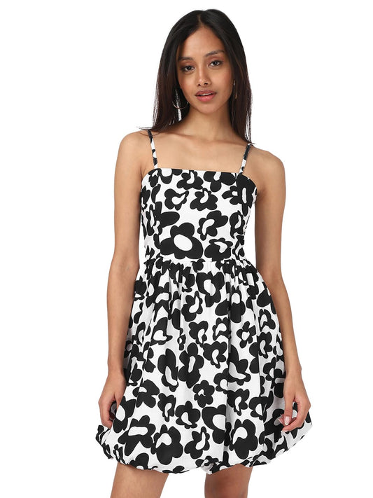 Bewakoof Women All Over Printed Regular Fit Cotton Slub Dress_659900_White_2XL