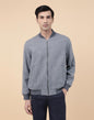 Fabindia Men's Blue Wool Printed Bomber Jacket (2116819BLUE