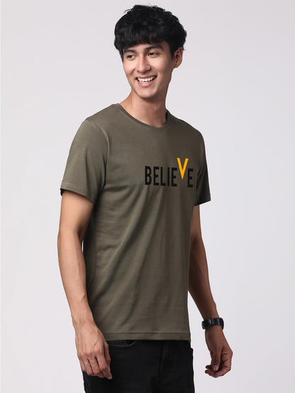 ADRO Men's Believe Design Printed T-Shirt (S)
