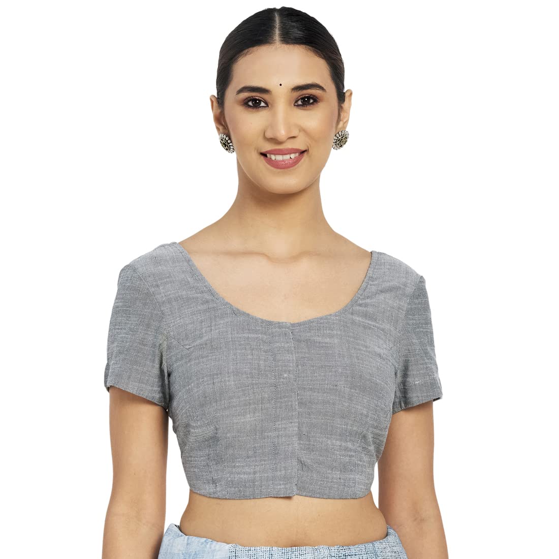 Fabindia Women Slub Woven Round Neck Blouse Cotton_36