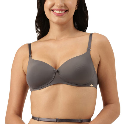 Enamor Womens 81% Nylon & 19% Spandex Wire Free Low Criss-Cross Back Convertible Padded and Wirefree Medium Coverage Plunge Bra