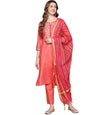 anubhutee Women's Pink Zari Embroidered Straight Kurta With Pants and Dupatta