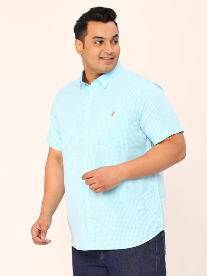 Thomas Scott Mens | Half Sleeve | Checks | Regular Fit Plus Size | 100% Cotton | Spread Collar | Casual Shirts (Available in Plu