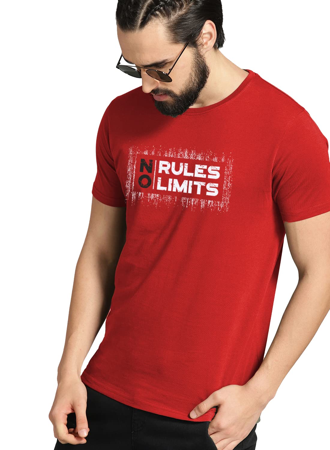 ADRO No Rules No Limits Mens Printed T-Shirt (RNR-M-LIM-RD_Red)