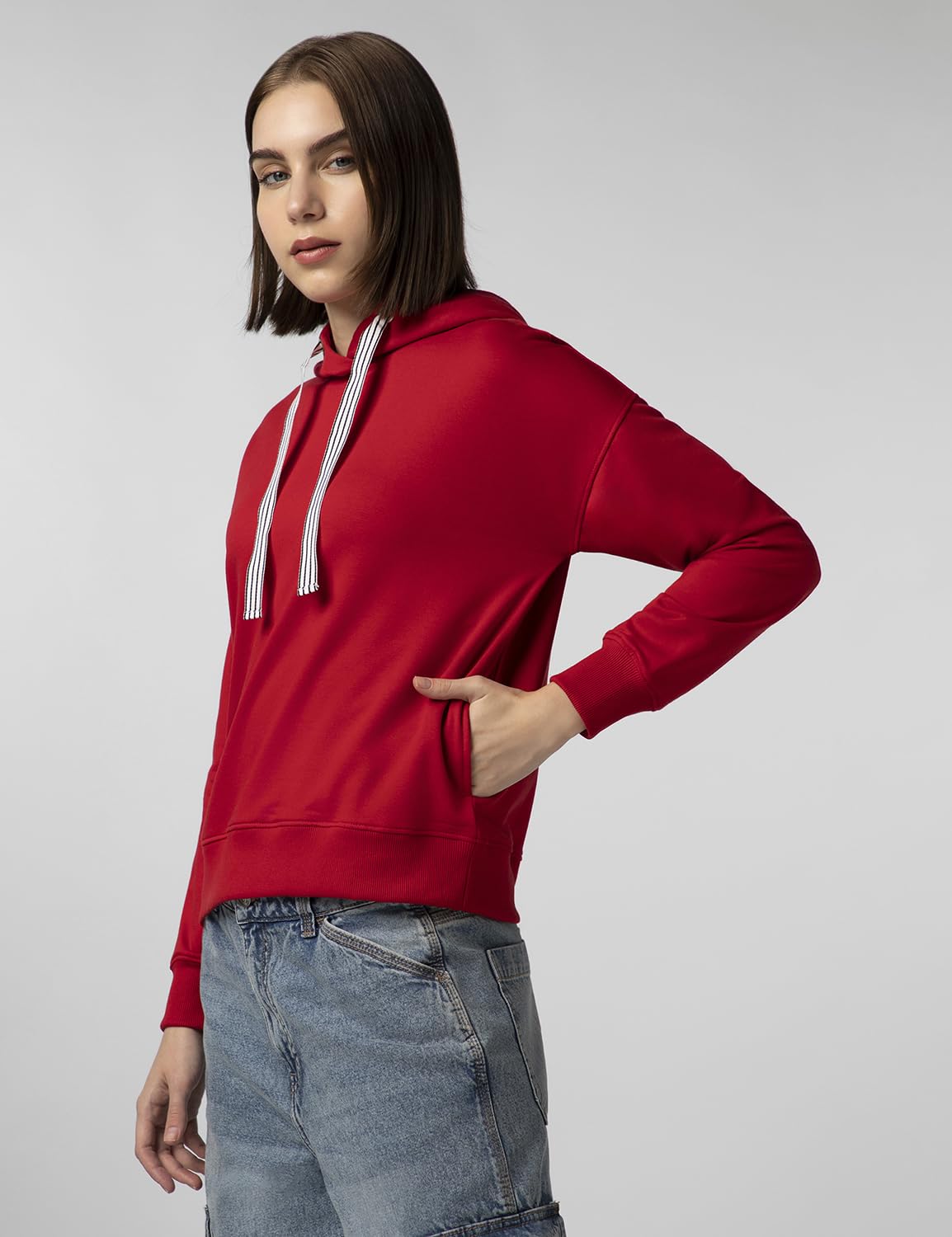 FYLTR Womens Casual Hoodie with Stripe Tape - Rib Hem & Cuff | Drop Shoulder | Casual Winterwear for Women