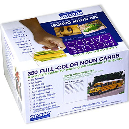 Lang-O-Learn Language Builder Noun Flash Cards, White, Paper, Model SLM001 for Autism & Speech Therapy