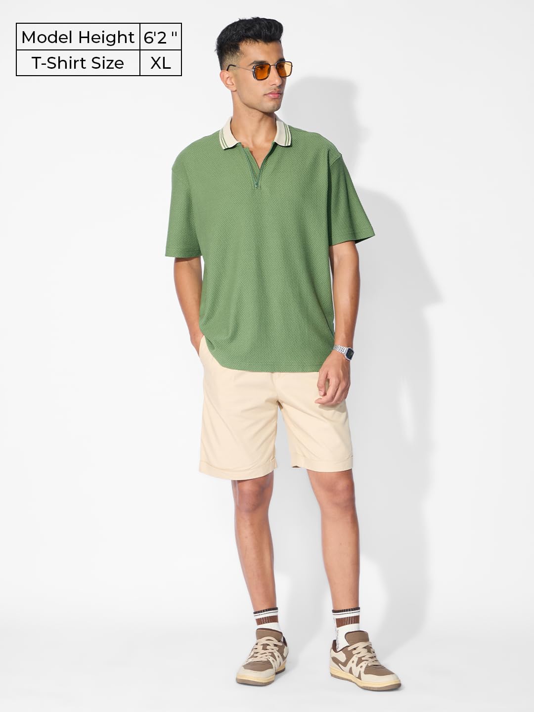 The Souled Store Textured Polo: Matcha Men and Boys Short Sleeves Polo Neck Light Green Solid Cotton Regular Fit T-Shirts