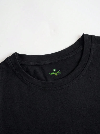 Thalasi Men Cotton Aesthetic Oversized T Shirt For Men - Black T Shirt For Men Stylish | Half Sleeve Oversize Fit Round Neck Tsh