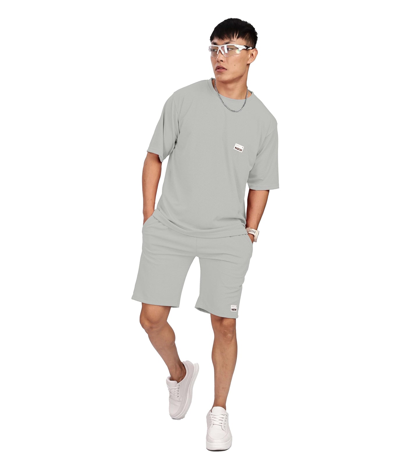 SHODOX Mens Round Neck Solid Relaxed Fit Tshirt and Short Co-ords Set for Mens (Pack of 1)