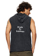 The Souled Store Made by Humans Men and Boys Sleeveless Black Graphic Printed Cotton Hooded T-Shirts