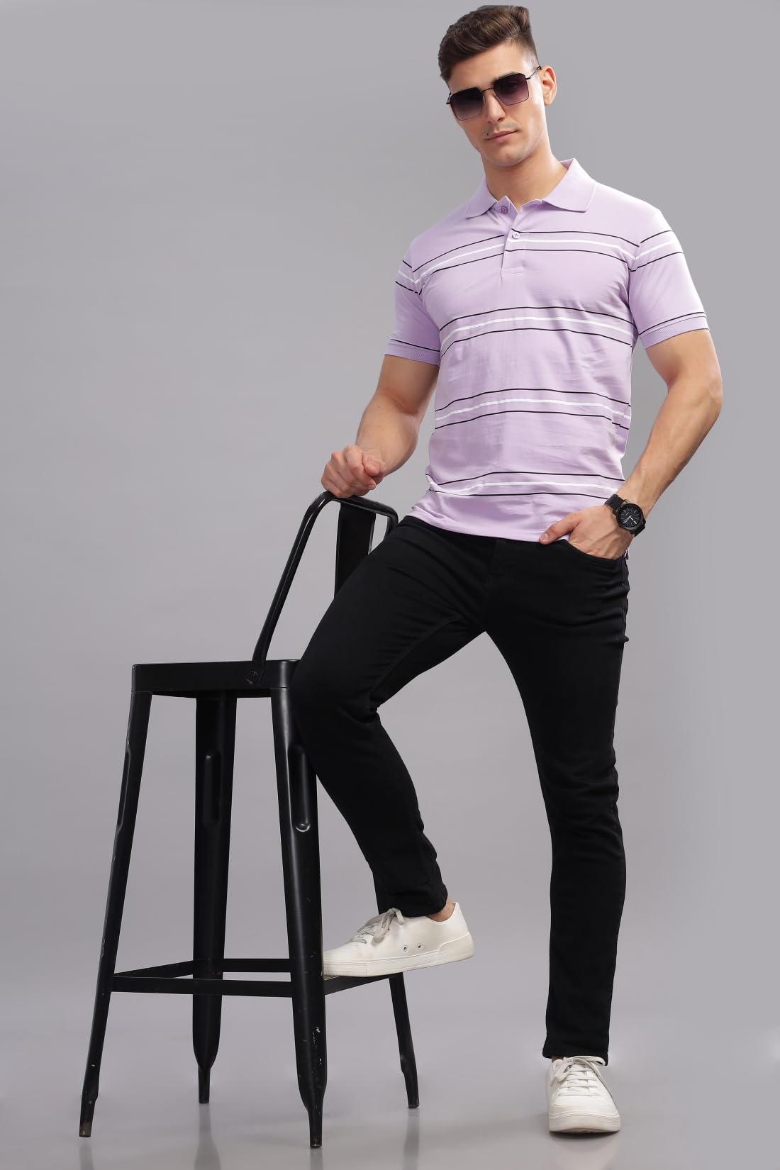ADRO Regular Fit Polo T-Shirt for Men| Printed Polo T-Shirt | Cotton Polo T Shirt Also in Plus Size|Pnop24-L1-Ptnbwh