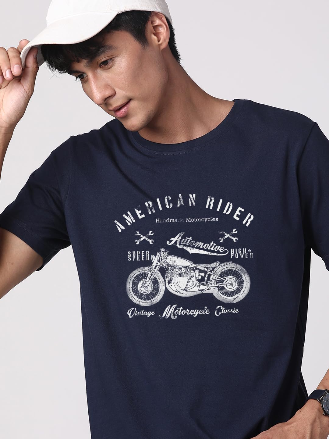 ADRO Men's Regular Fit T-Shirt (RN-M-AME-NB_Navy)