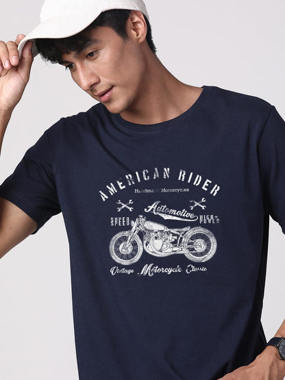 ADRO Men's Regular Fit T-Shirt (RN-M-AME-NB_Navy)