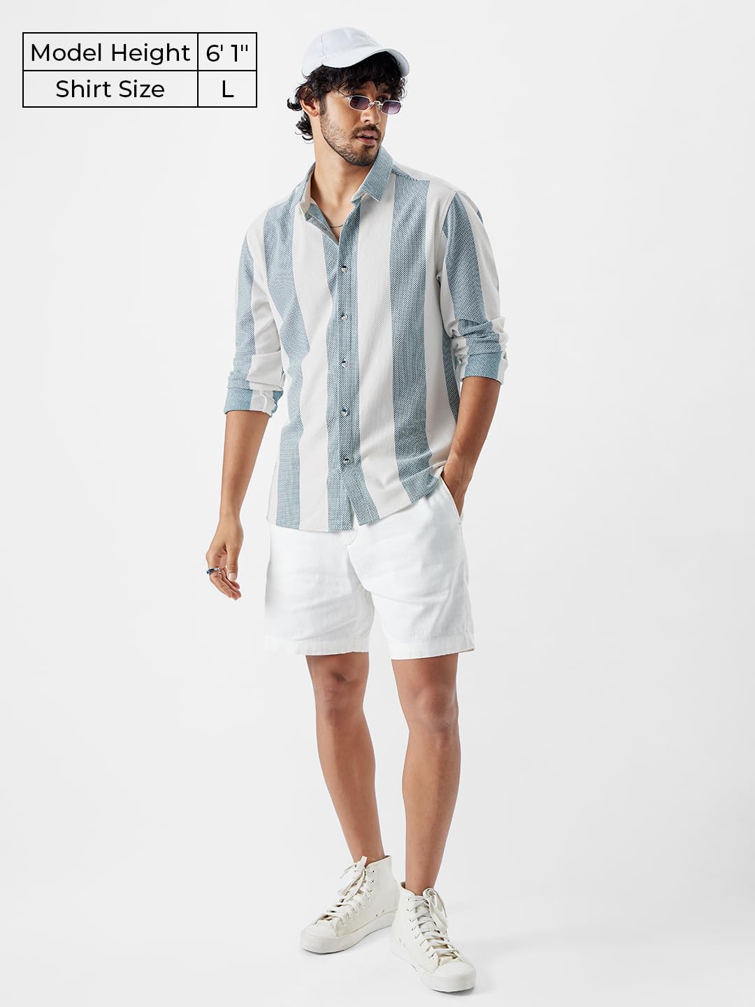 The Souled Store Original Textured Stripes: Arctic White Men Knit Shirts