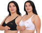 Fabme WomenS Cotton Wire Free Casual Nursing Bra (Pack Of 2) (Po2-Br_14_White, Black