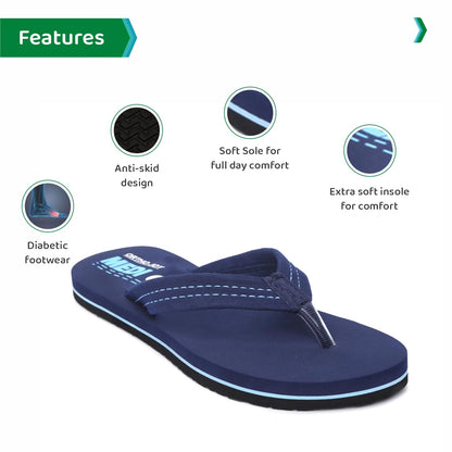 ORTHO JOY Orthopaedic Slippers for Women, McR Chappals, Size 6, Blue, Model ORTH_WSP10_BLU_04
