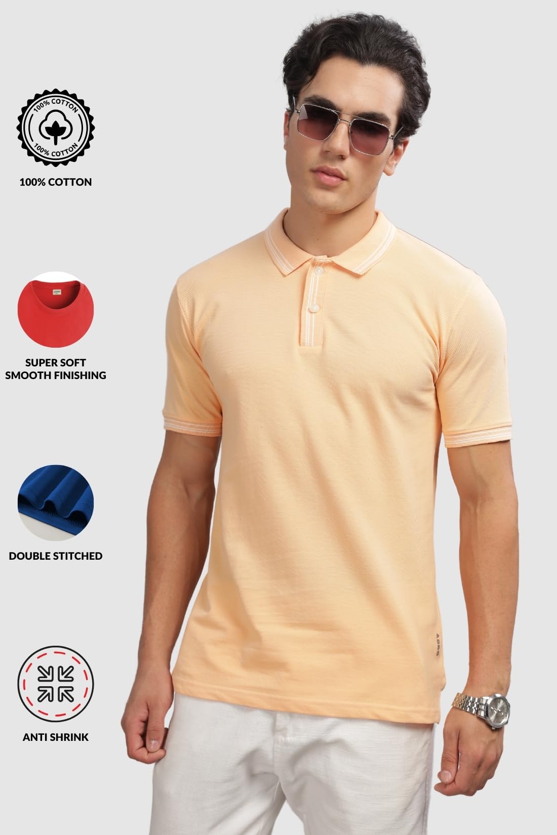ADRO Polo T Shirt for Men | Plain Polo T-Shirt | 100% Cotton Polo Tshirt | Regular Fit Polo| Available in Plus Size Polo|PN24-ST