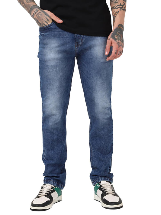 Bewakoof Mens Solid Straight Fit Cotton Elastane Jeans_662217_Blue_34