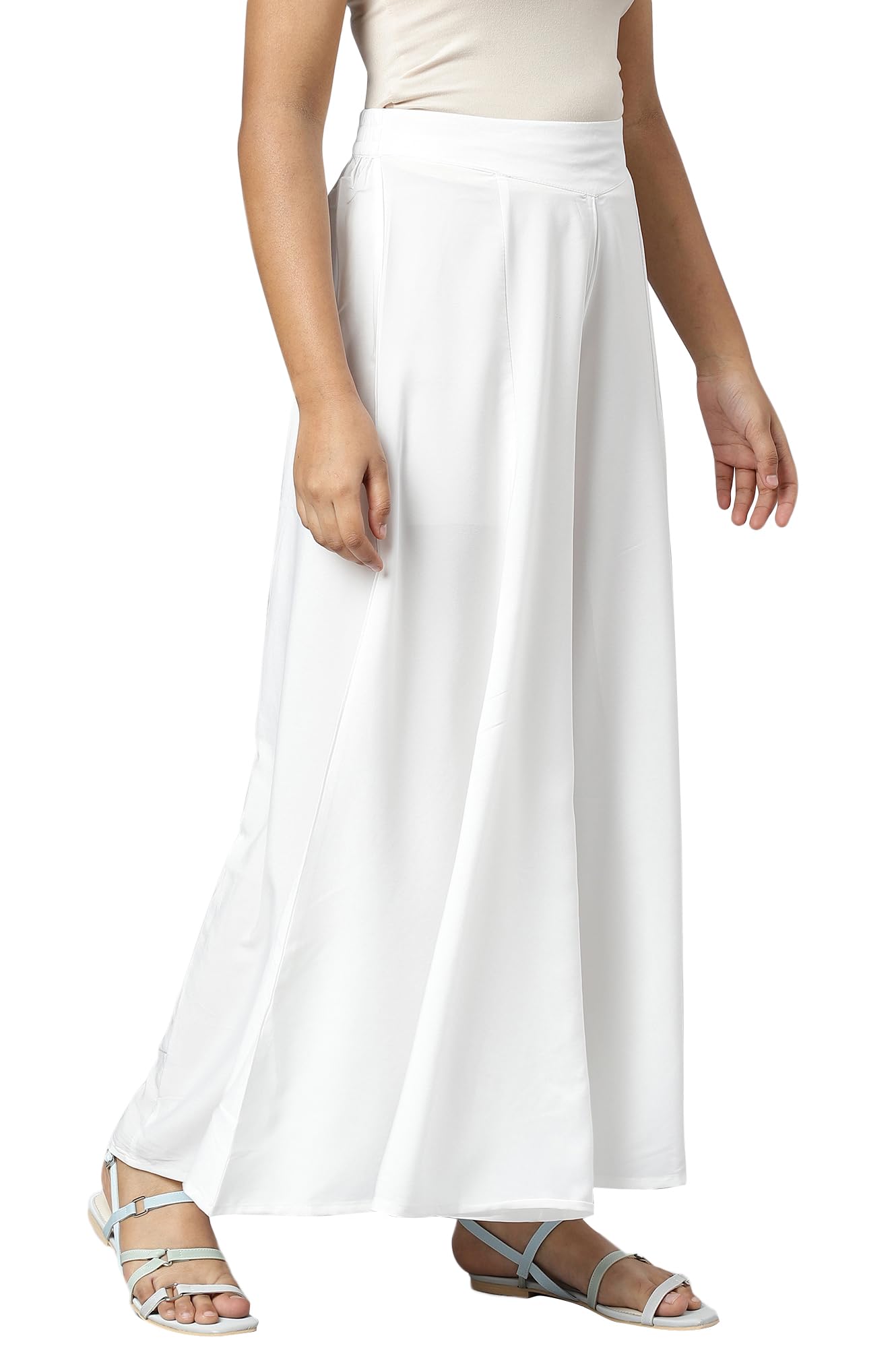 Aurelia White Solid Palazzo Pants For Women