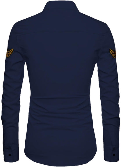 Kadiyu MenS Cotton Blend Shirt With Pockets Full Sleeves Round Collar Neck Botton Down Closure Solid Pattern Relaxed Fit And St