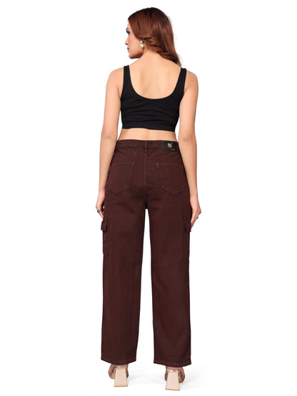 ELLITI Womens 6 Pocket Regular Fit High Rise Relaxed/Boyfriend Fit, Wide Leg, Bell Bottom, Pure Denim Ankle Length Jeans Pants