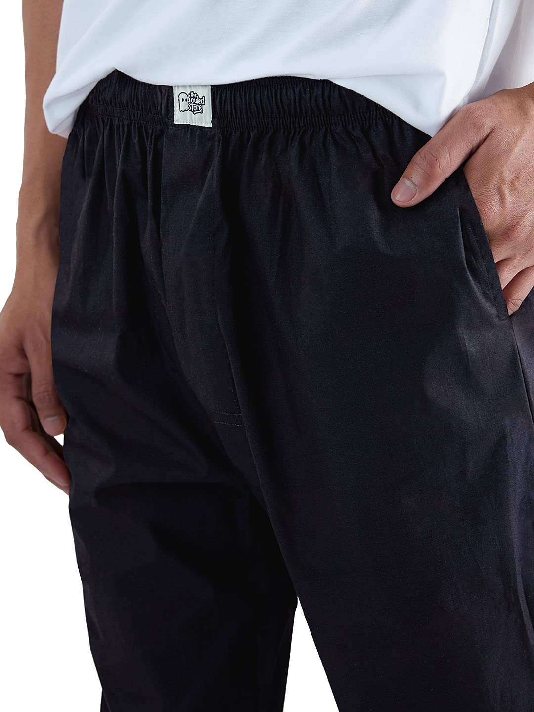 The Souled Store Black Mens and Boys Solid Cotton Pajamas
