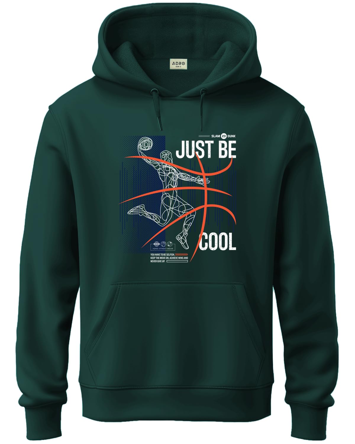 ADRO Basketball Design Hoodie for Men, 320 GSM Soft Cotton Hoodies, Long Lasting Printed Hoodie | Mens Hoodies | Sweatshirt for