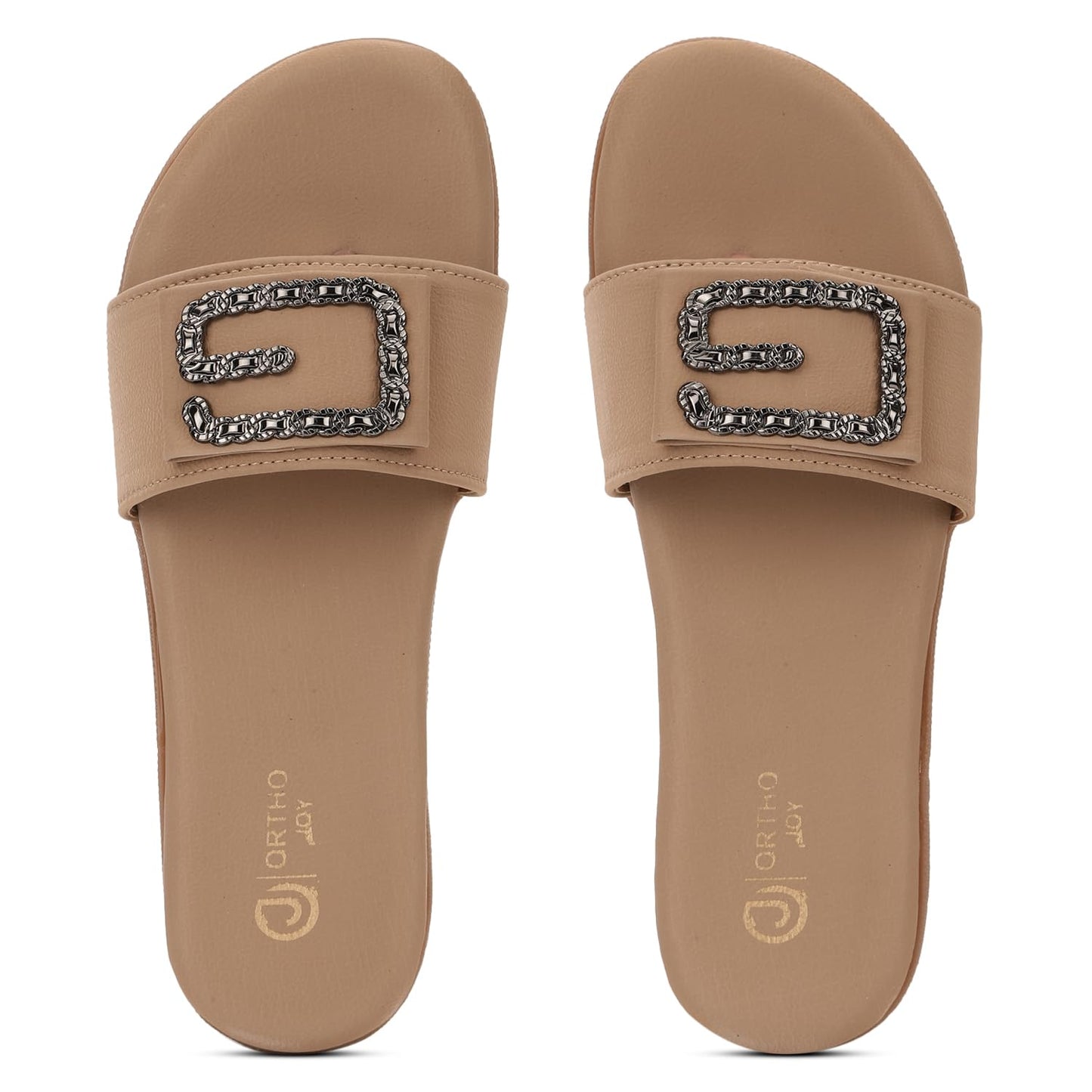 ORTHO JOY Women's Orthopedic Sandals, Beige, Size 9.5, Model ORTH_WSP98_BEG_42, Stylish and Comfortable Footwear