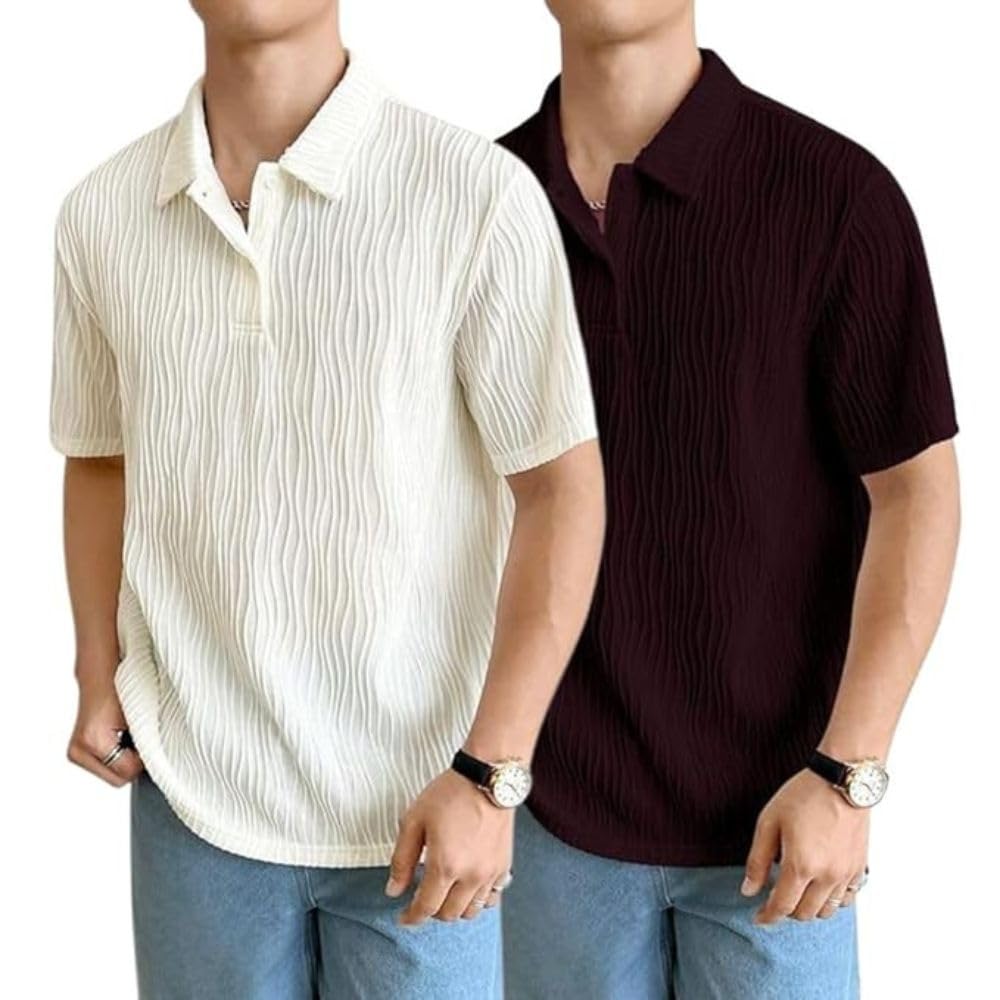 Leriya Fashion Cotton T-Shirt For Men  Soft Breathable Fabric | Regular Fit Half Sleeve Collar Tee For Summer Casual Wear (Avail
