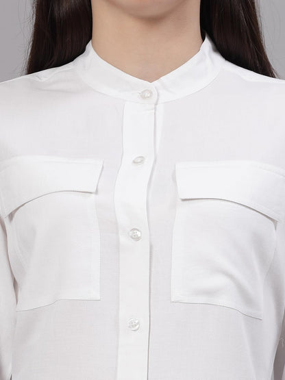 Style Quotient Women Smart White Double Pocket Shirt