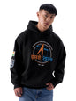 The Souled Store ISRO: Logo Men and Boys Long Sleeve Black Graphic Print Hooded Neck Oversized Fit Hoodies Oversized Hoodies Swe