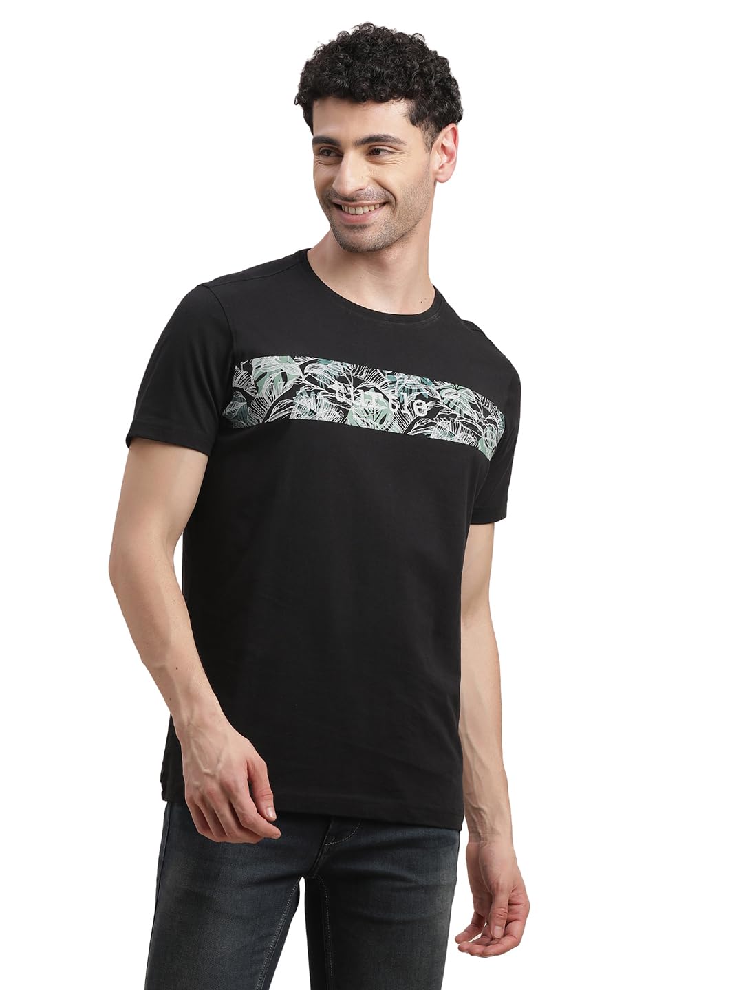 Turtle Men Knitted Black Solid Crew Neck T-Shirt