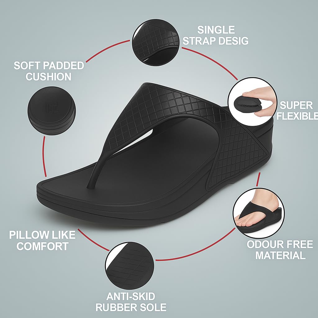 Ortho Joy Eva Slipper For Women || Waterproof & Everyday Flip Flops For Ladies || Slippers With Cushion Foot Bed || Anti-Slip So
