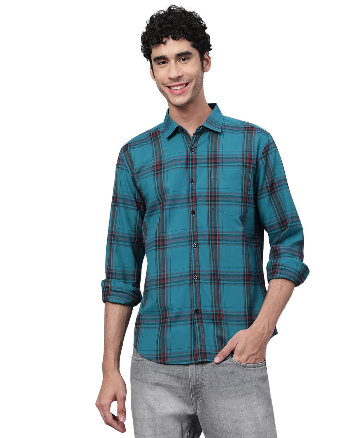 Veirdo Mens Men Cotton Checked Full Sleeve Casual Shirts