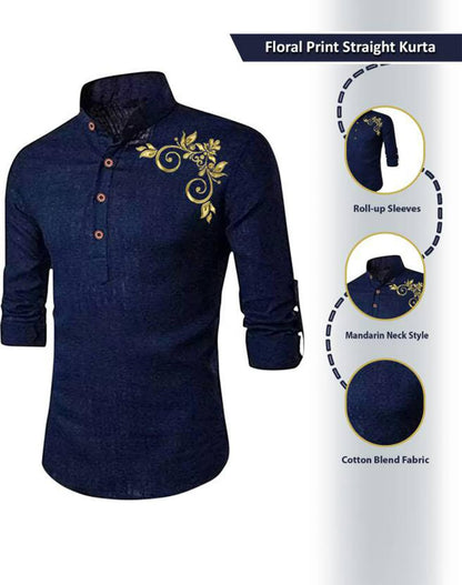Deemoon MenS Full Sleeve Short Kurta Shirt With A Trendy Mandarin Collar Crafted From A Premium Cotton Blend For Comfort Ideal