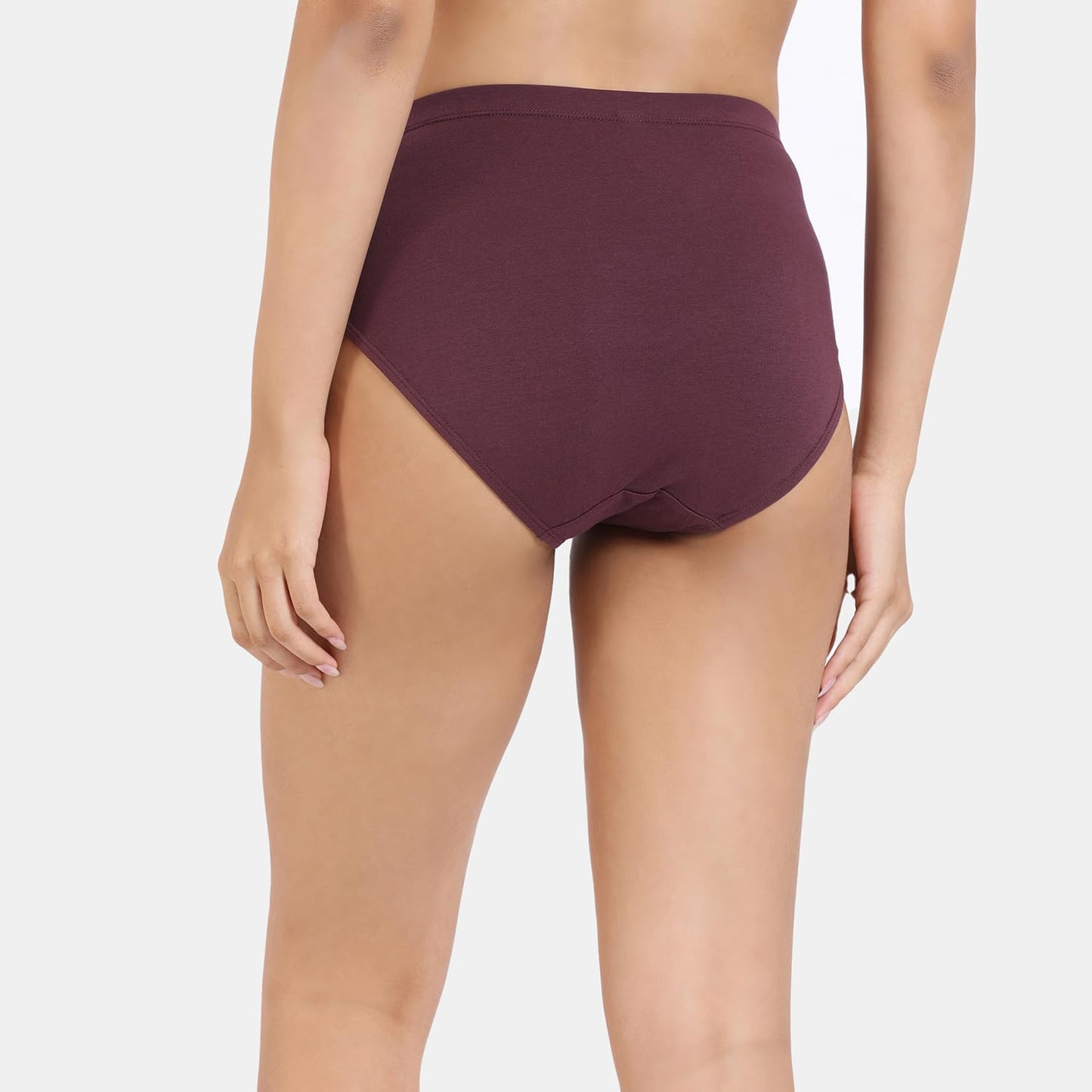 Zivame Womens Cotton Blend Classic Solid Hipster Panties (Pack of 5) (ZI28AS-Fig Nutmg CrAlm Rprose Prsnjwl_Fig