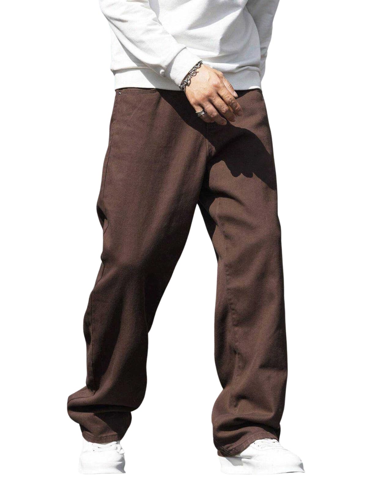 Greciilooks MenS Regular Jeans Brown