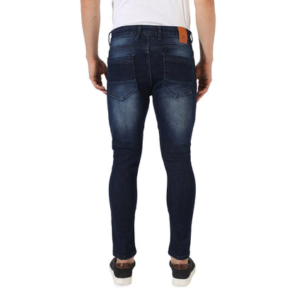 Campus Sutra Mens Classic Blue-Washed Solid Patterned Regular Fit Denim Jeans | Premium Mid-Rise Cotton Stretchable Crafted wit