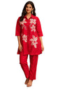 Aarika Womens Casual Wear Rani Colour Thread Embroidery Silk Co-Ord Set-(M-Xxl)-(Kp-W-Jn-350-Rani-M)