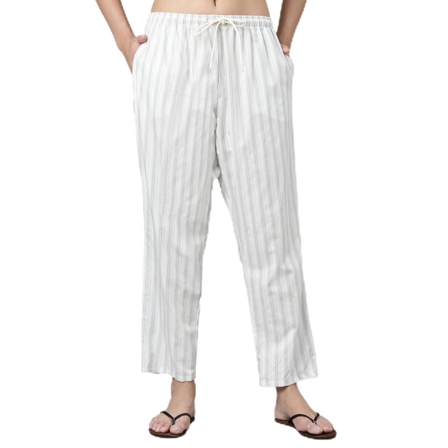 Enamor E4A5 Mid-Rise Straight Leg Pant for Women with Side Pockets