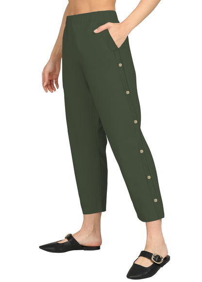 Sugathari Girls & Womens Pants Button Side Trousers Summer Casual Wide Leg Pant Boho Beach Bottom with Pockets Vacation Trendy