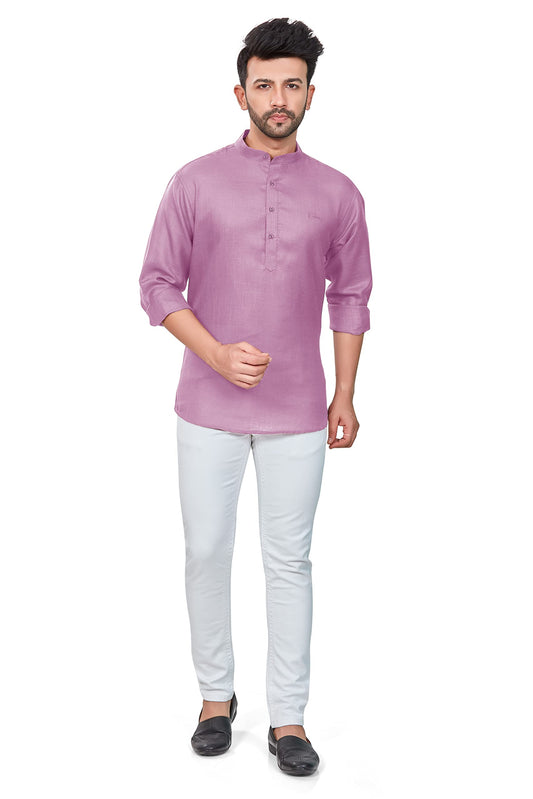 BE ACTIVE Mens Solid Linen Blend Short Kurta with Mandarin Collar || Short Kurta for Men Cotton || Stylish Short Kurta || Short