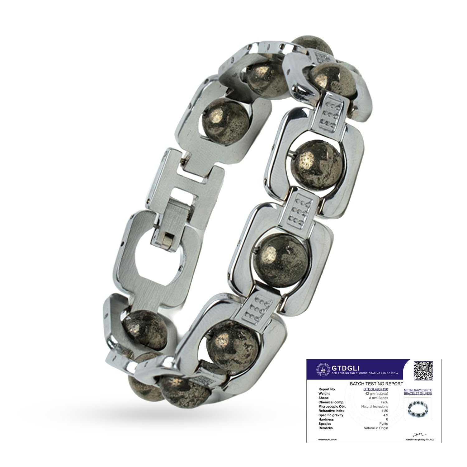Astrotalk Metal Raw Pyrite Bracelet (Silver) | Attracts Money and Boosts Confidence | Astrology Bracelet for Man and Women | Beautifully Crafted with Healing Crystals | Gift for Man & Woman