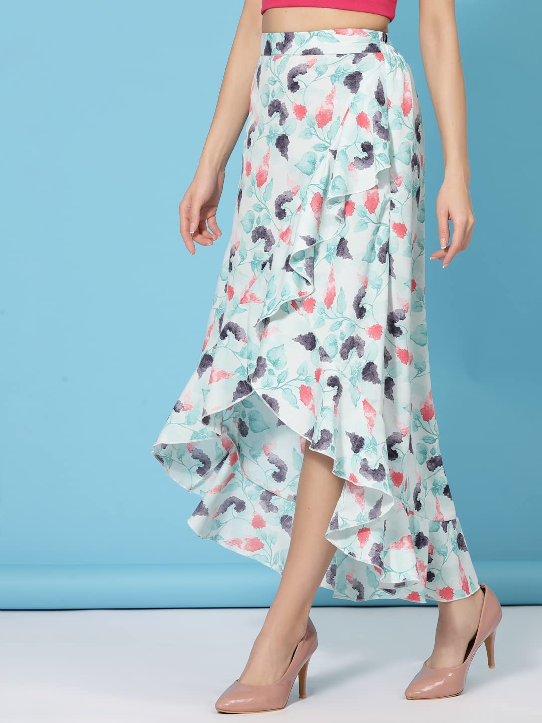 OOMPH! Long Skirts for Women Light Blue - msk003